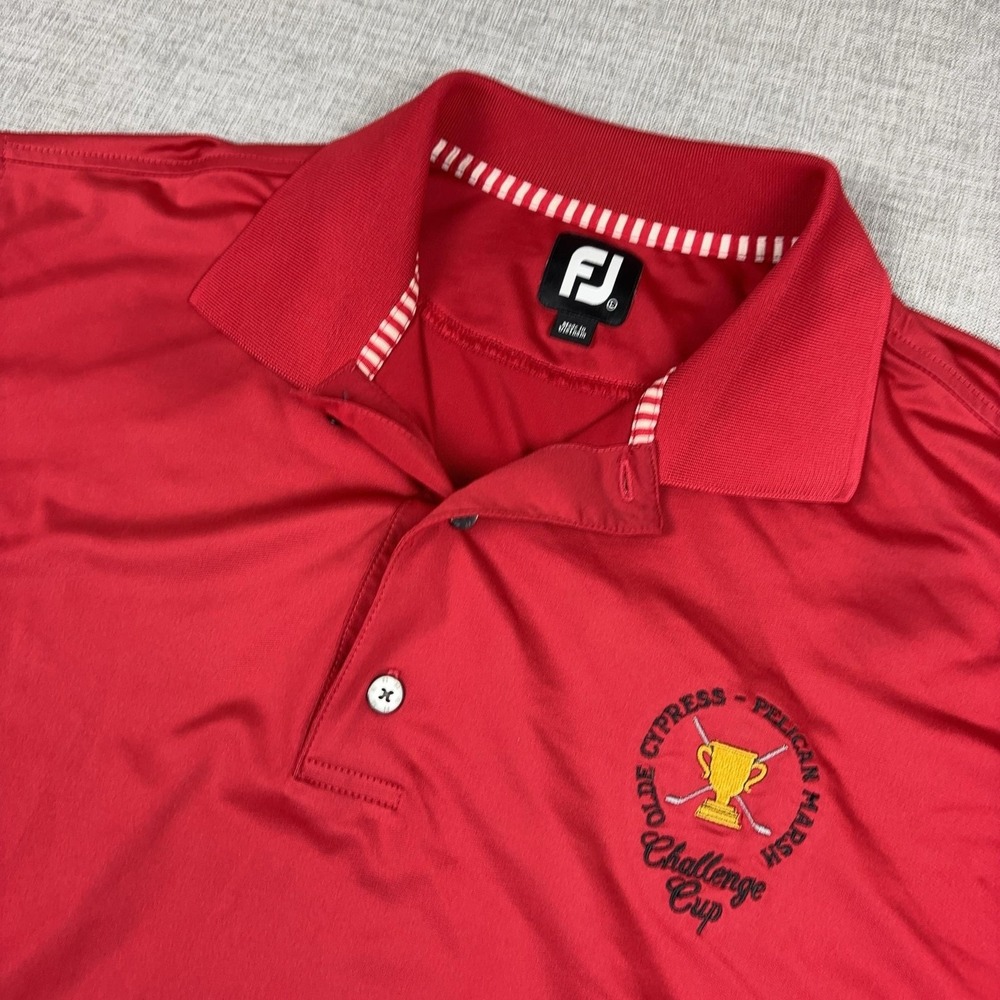 FootJoy Golf Polo Shirt Mens XL Red Olde Cypress Challenge Cup Short Sleeve